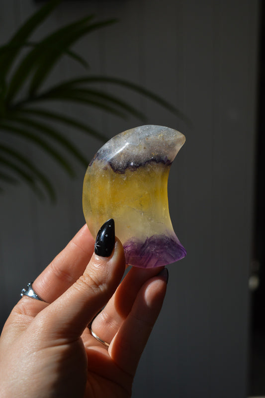 Yellow & Purple Fluorite Moon