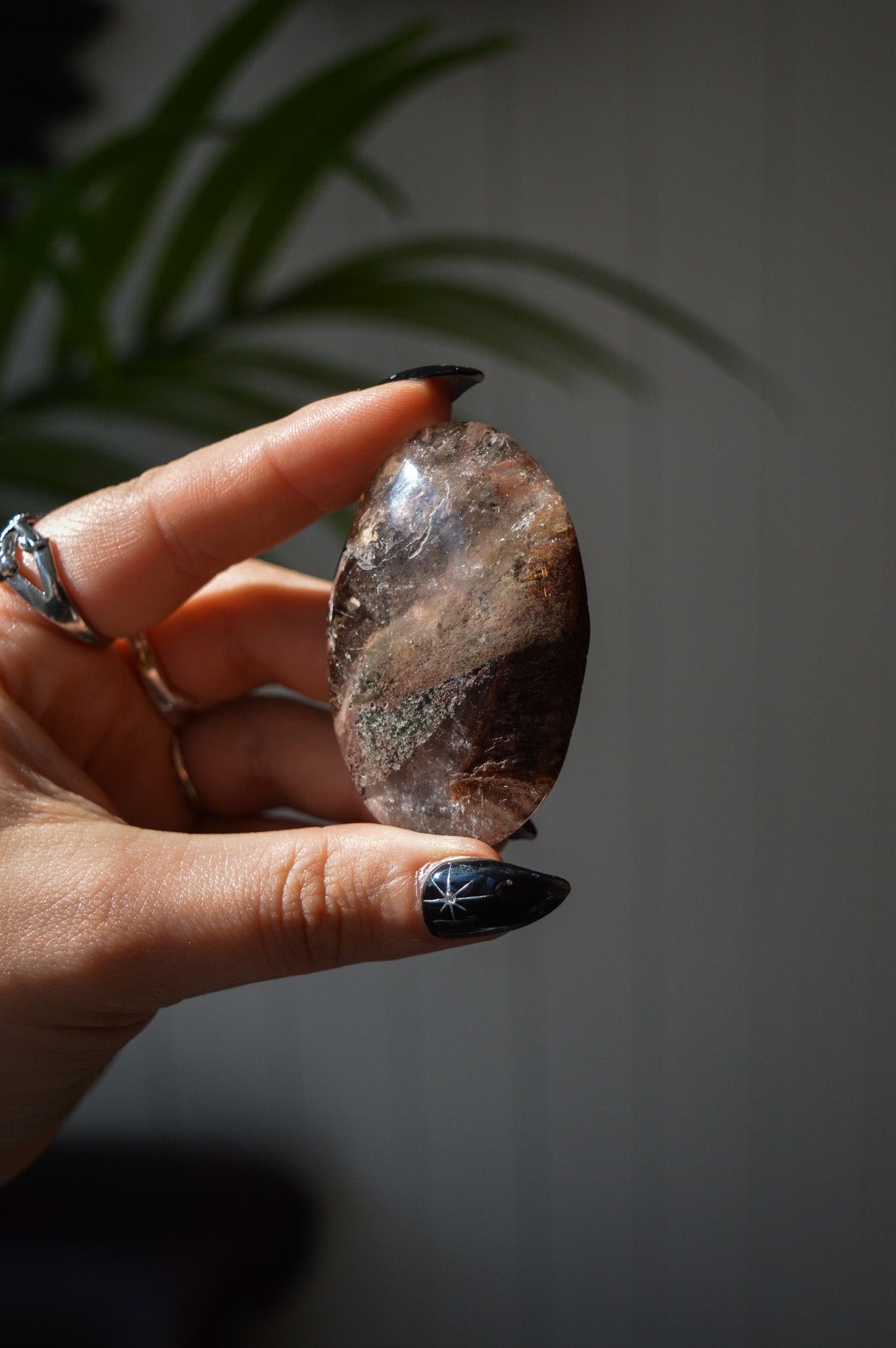 Garden Quartz (Lodolite) Palmstone #1