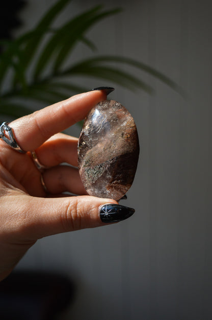 Garden Quartz (Lodolite) Palmstone #1
