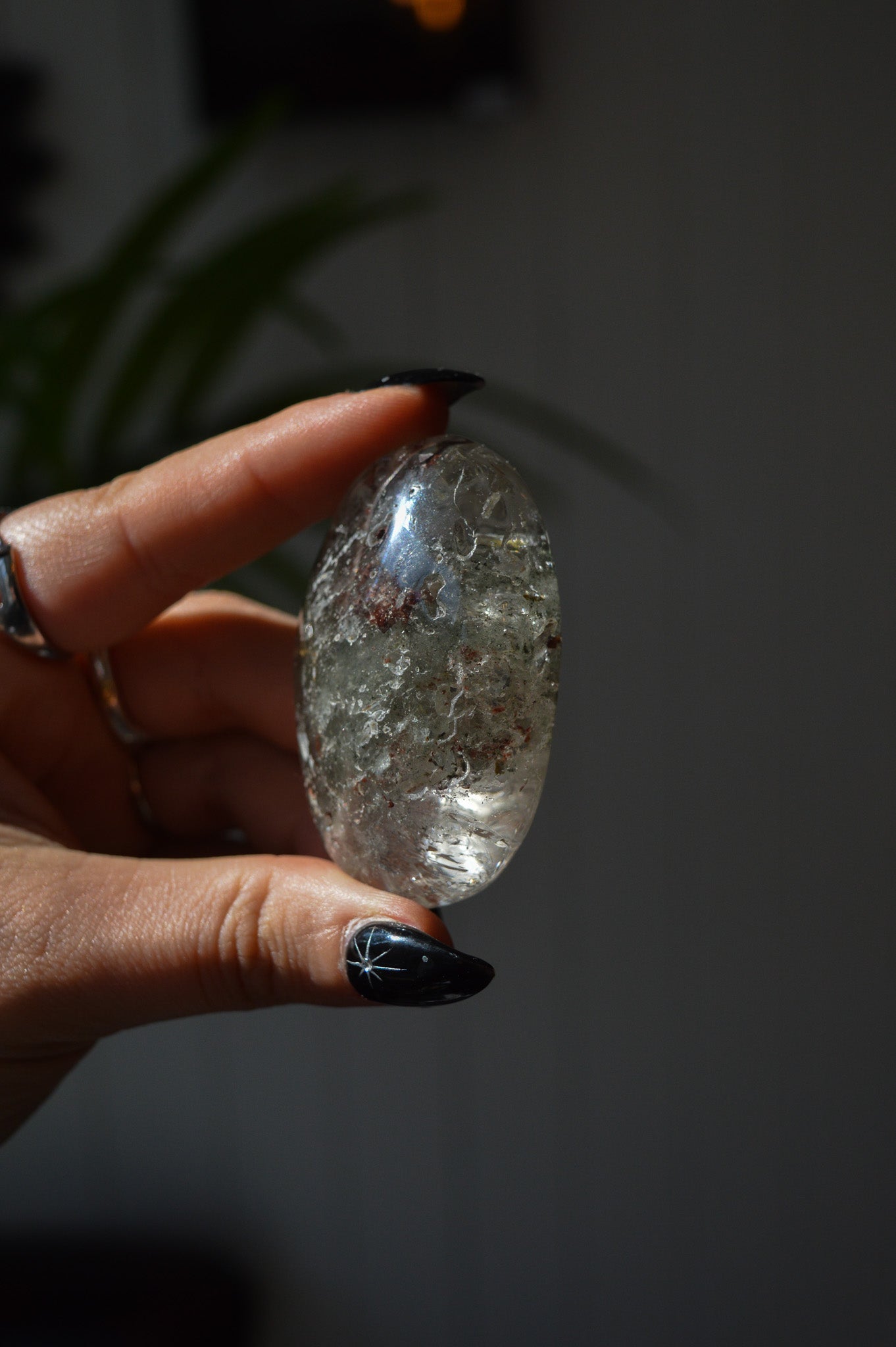 Garden Quartz (Lodolite) Palmstone #2