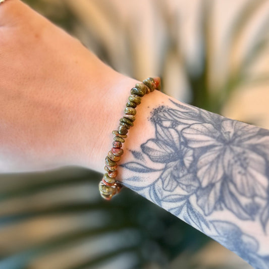 Unakite Chip Bracelet