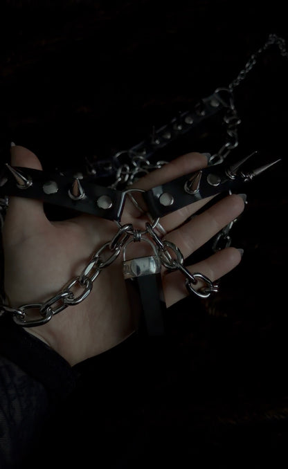 Obsidian & Black PVC Spiked Choker