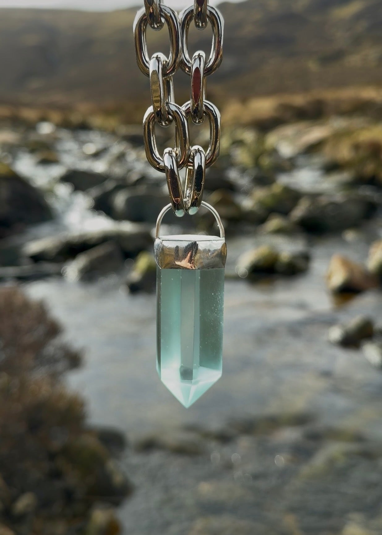 Plain Glass Chunky Chain Necklace