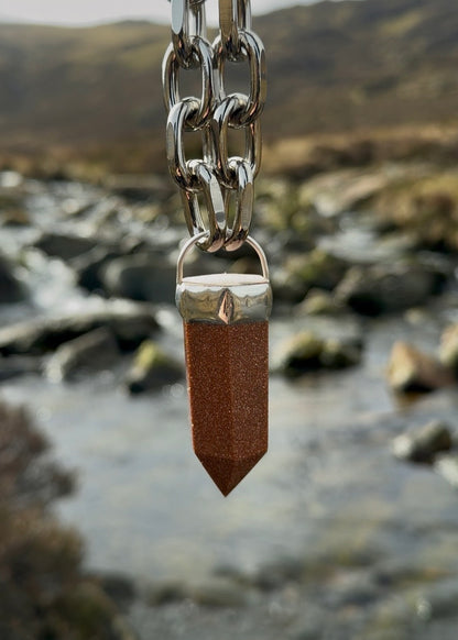 Goldstone Glass Chunky Chain Necklace