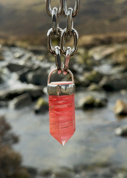 Red Smelted Glass Chunky Chain Necklace