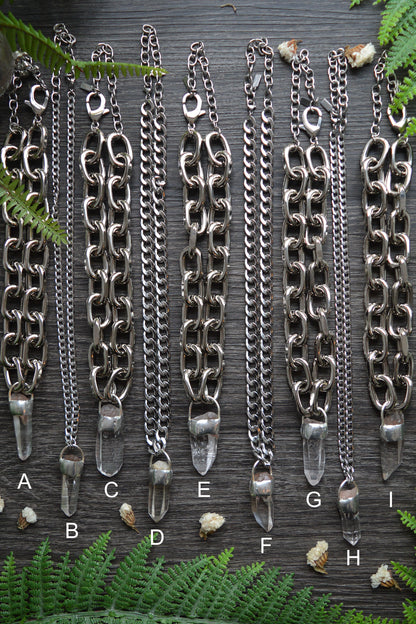 Rough Himalayan Lemurian Quartz Chunky Chain Necklace