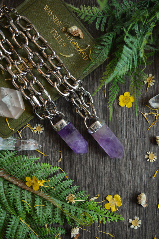 Amethyst Chunky Chain Necklace