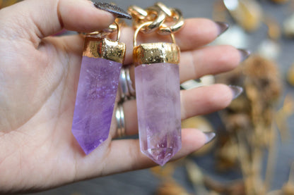 Amethyst Gold Tone Chunky Chain Necklace