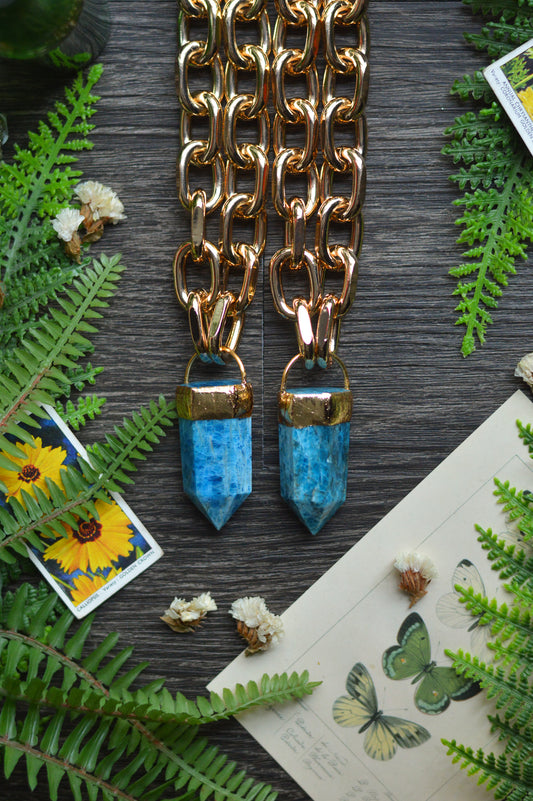 Apatite Gold Tone Chunky Chain Necklace