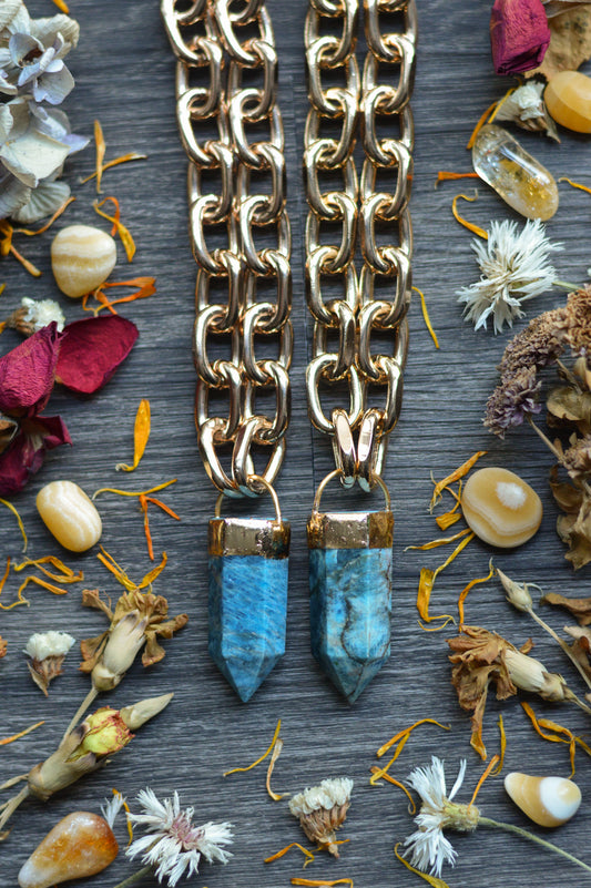 Apatite Gold Tone Chunky Chain Necklace