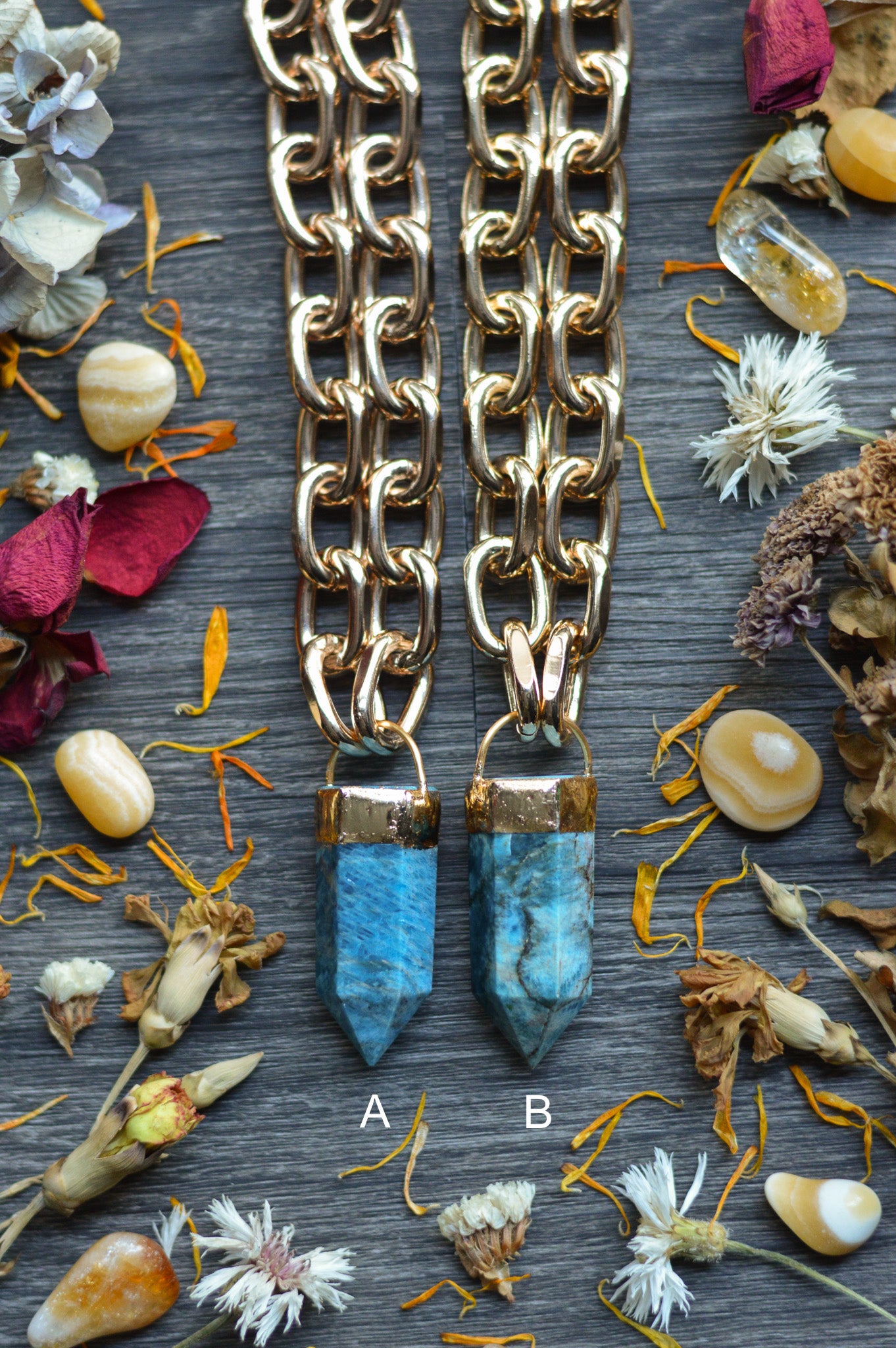 Apatite Gold Tone Chunky Chain Necklace