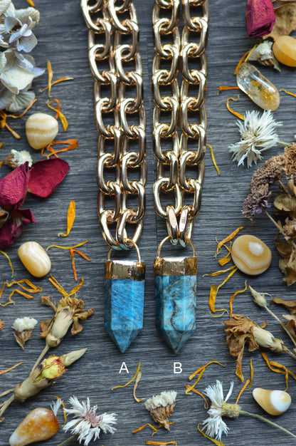 Apatite Gold Tone Chunky Chain Necklace