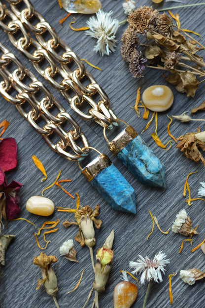 Apatite Gold Tone Chunky Chain Necklace