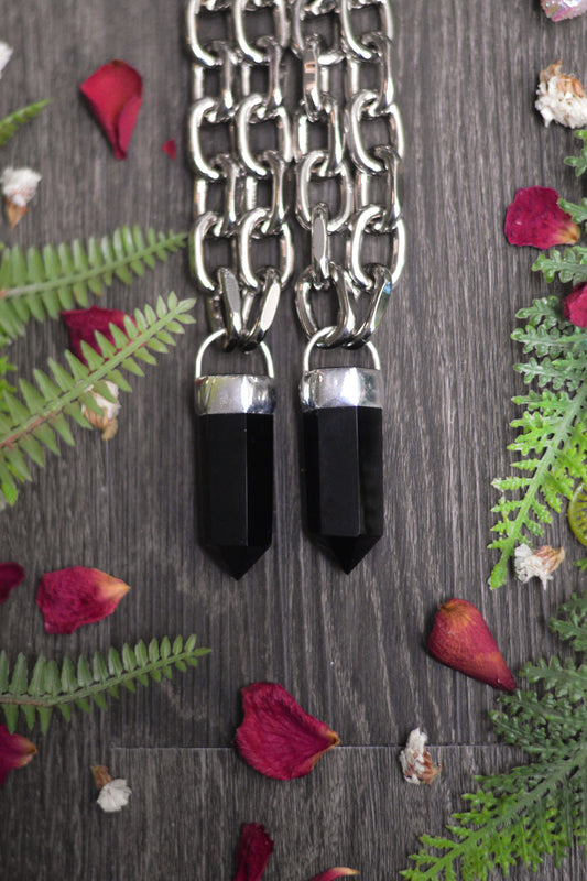 Obsidian Chunky Chain Necklace