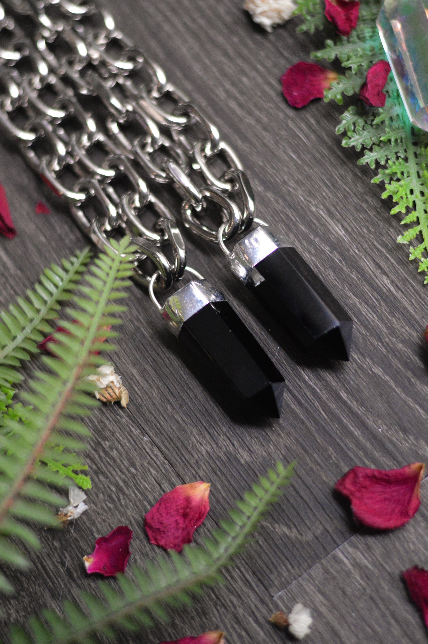 Obsidian Chunky Chain Necklace