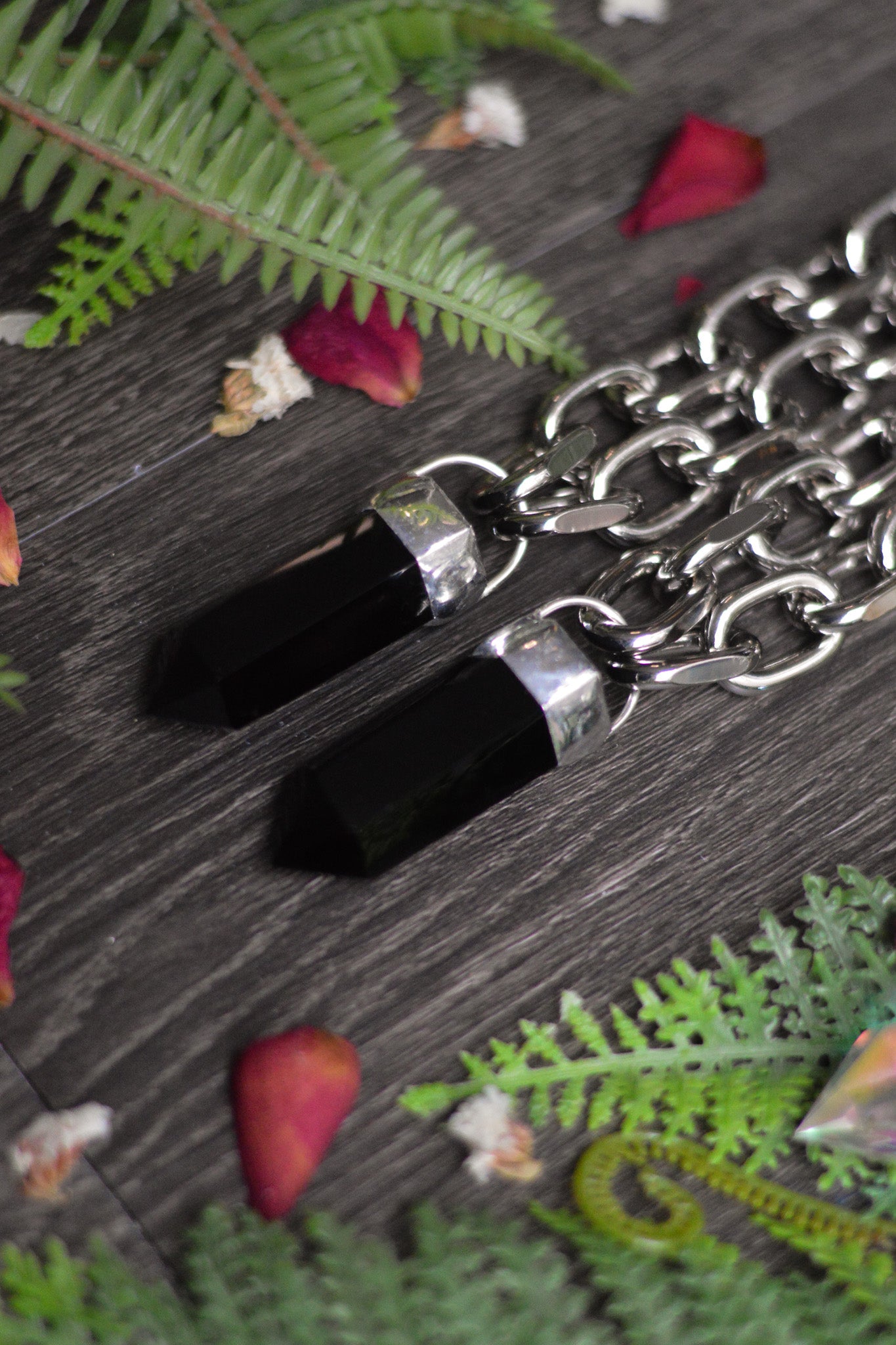 Obsidian Chunky Chain Necklace