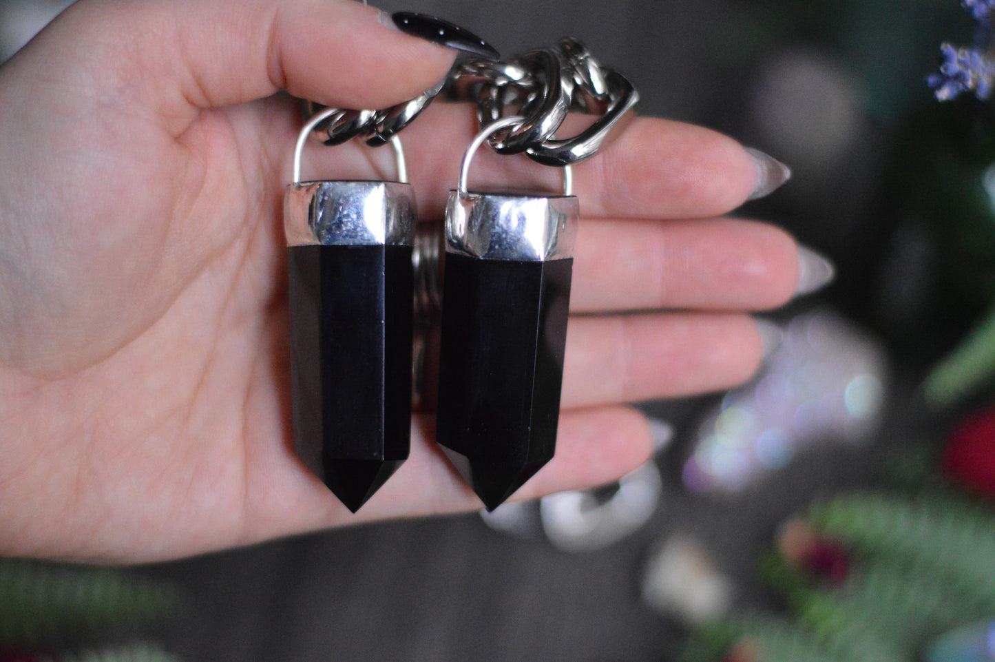 Obsidian Chunky Chain Necklace