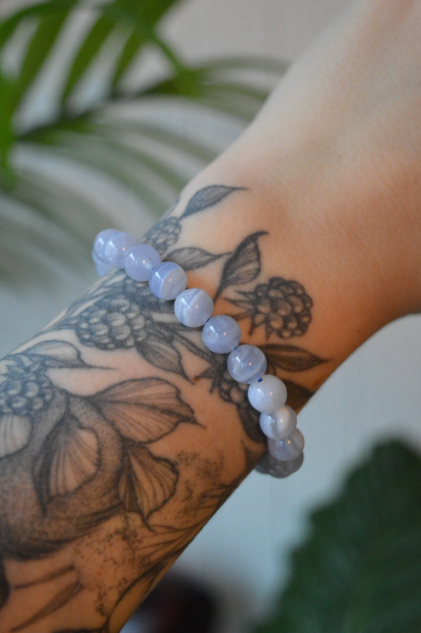 Blue Lace Agate Bead Bracelet