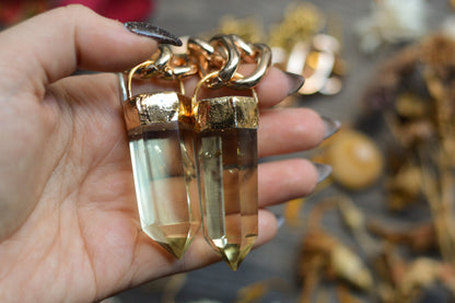 Citrine Gold Tone Chunky Chain Necklace