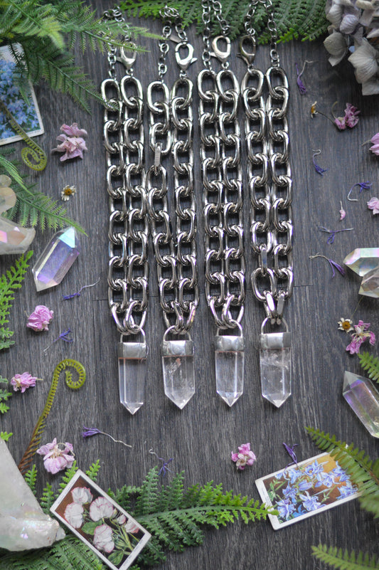 Clear Quartz Chunky Chain Necklace
