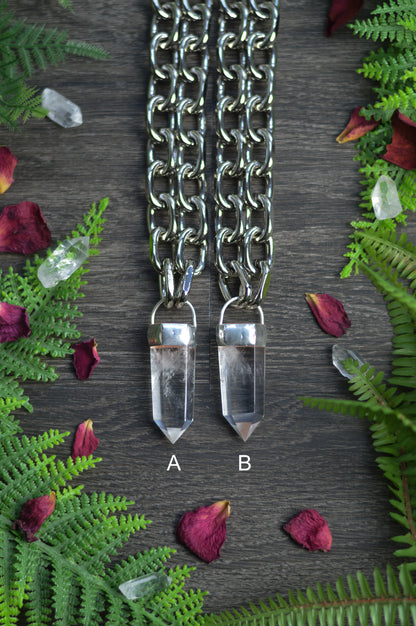 Clear Quartz Chunky Chain Necklace