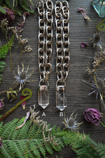 Clear Quartz Chunky Chain Necklace