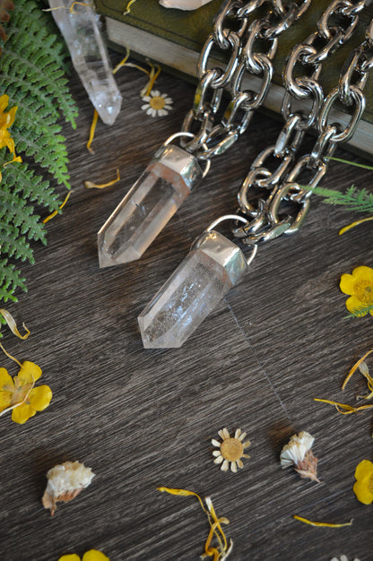 Clear Quartz Chunky Chain Necklace