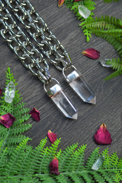 Clear Quartz Chunky Chain Necklace