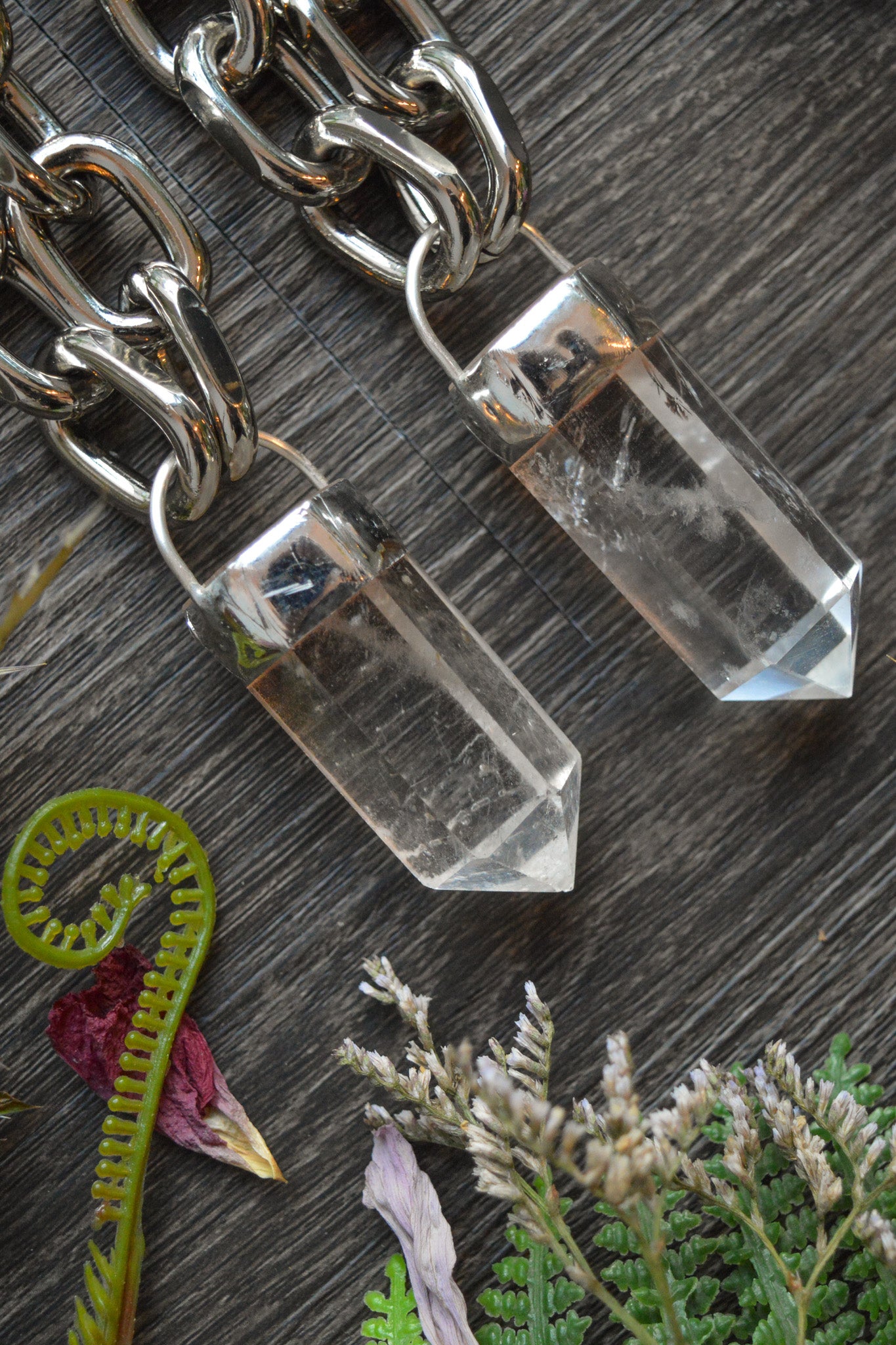 Clear Quartz Chunky Chain Necklace