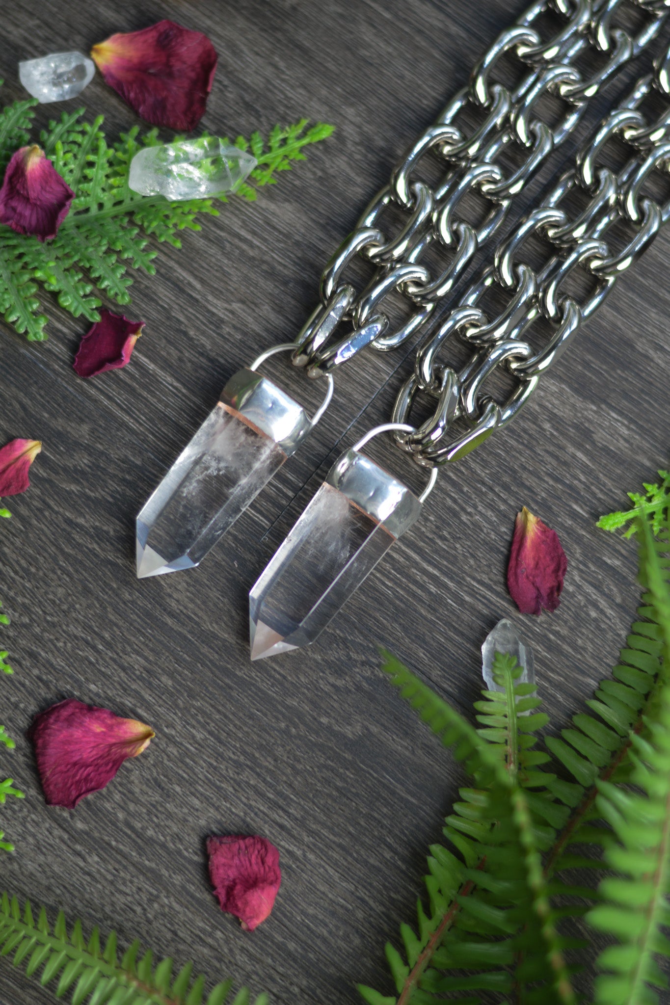 Clear Quartz Chunky Chain Necklace