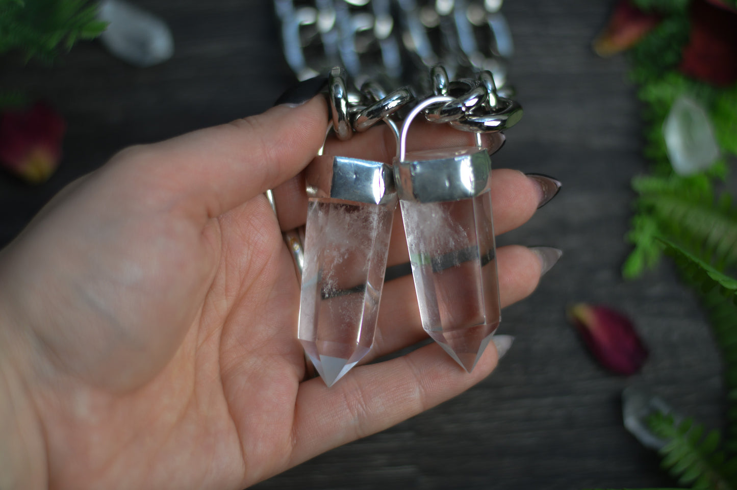 Clear Quartz Chunky Chain Necklace