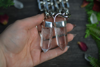 Clear Quartz Chunky Chain Necklace