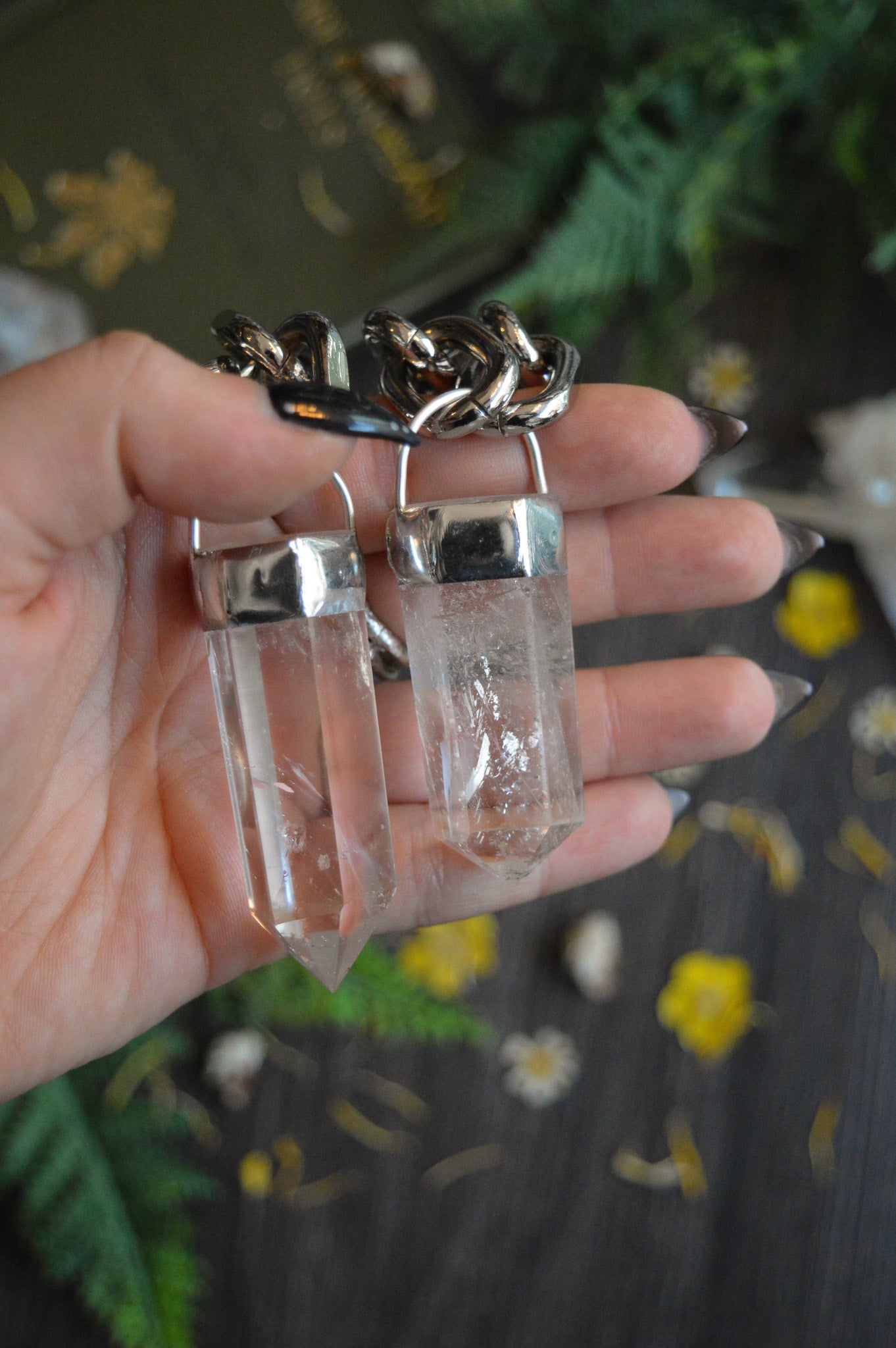 Clear Quartz Chunky Chain Necklace