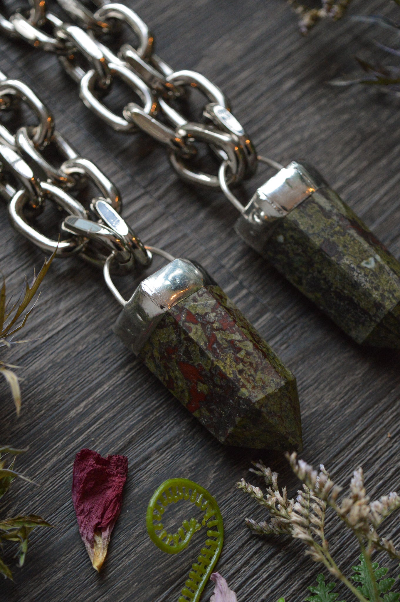 Dragon's Blood Jasper Chunky Chain Necklace