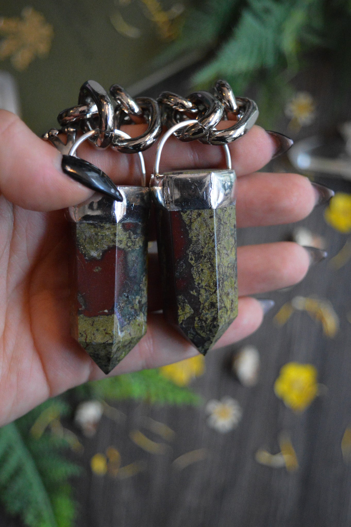 Dragon's Blood Jasper Chunky Chain Necklace