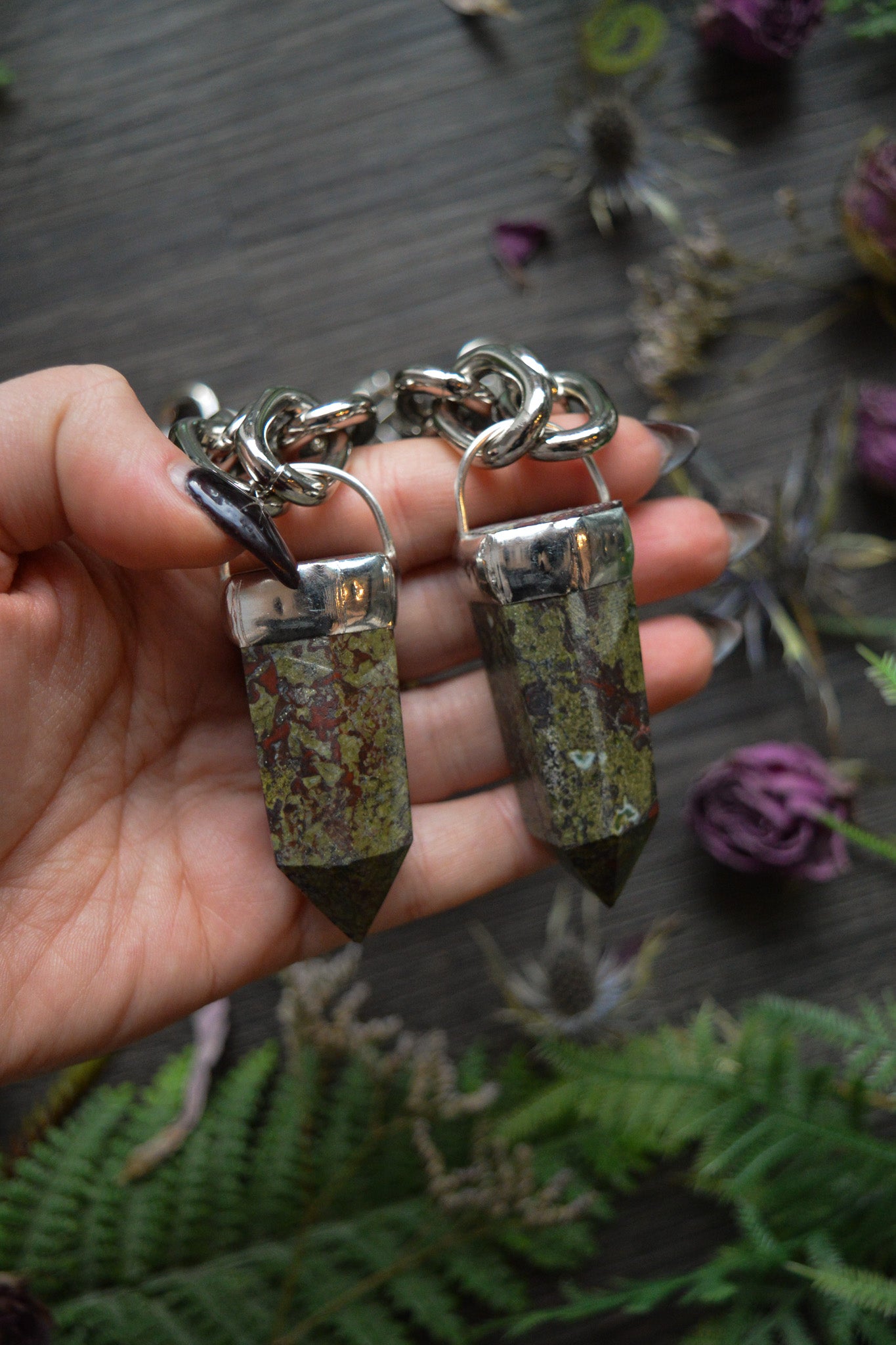 Dragon's Blood Jasper Chunky Chain Necklace