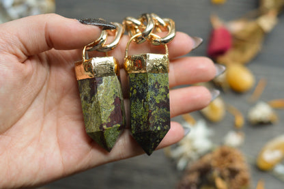 Dragons Blood Jasper Gold Tone Chunky Chain Necklace