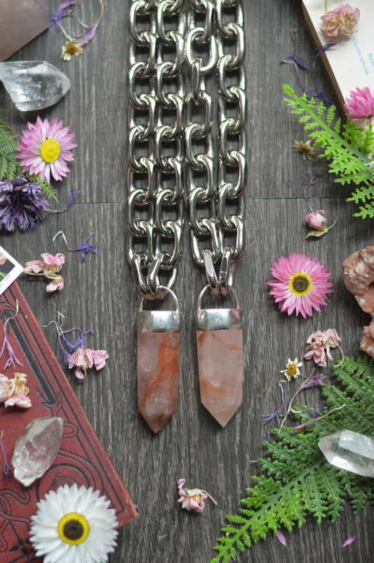 Fire Quartz Chunky Chain Necklace