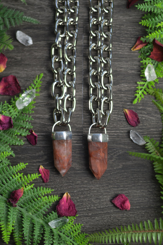 Fire Quartz Chunky Chain Necklace