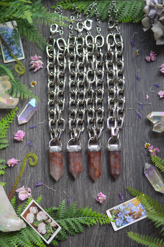 Fire Quartz Chunky Chain Necklace