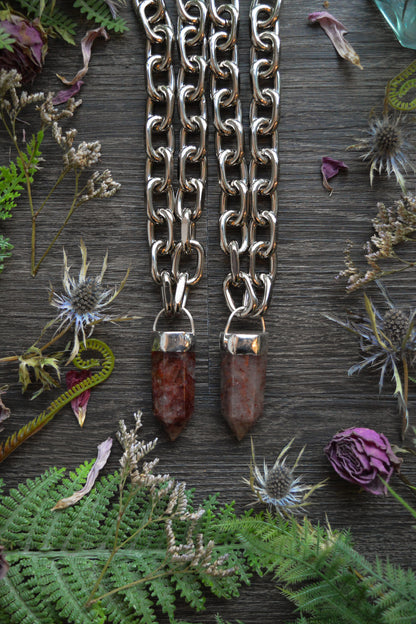 Fire Quartz Chunky Chain Necklace