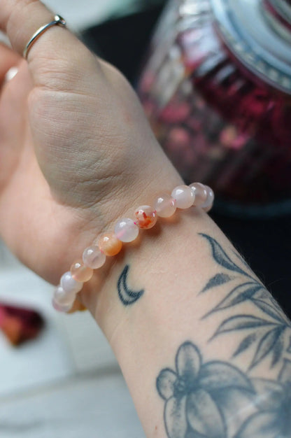 Flower Agate Bead Bracelet