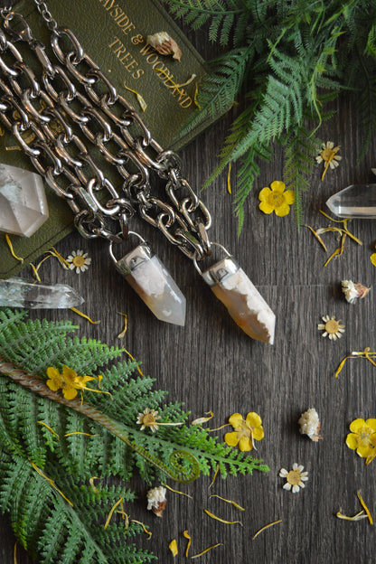 Flower Agate Chunky Chain Necklace