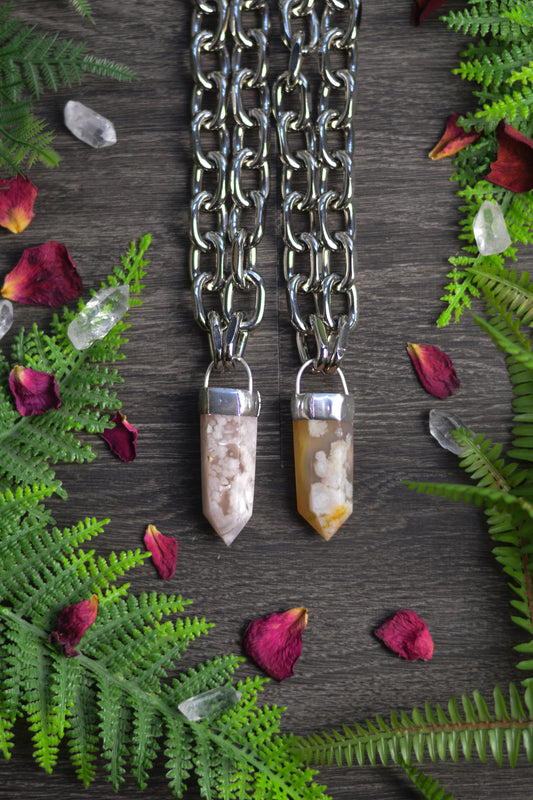 Flower Agate Chunky Chain Necklace