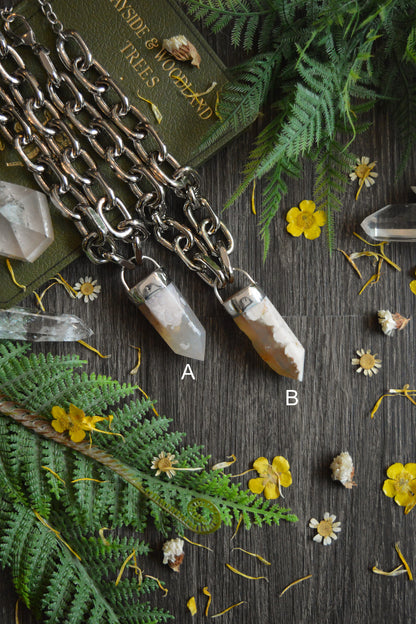 Flower Agate Chunky Chain Necklace