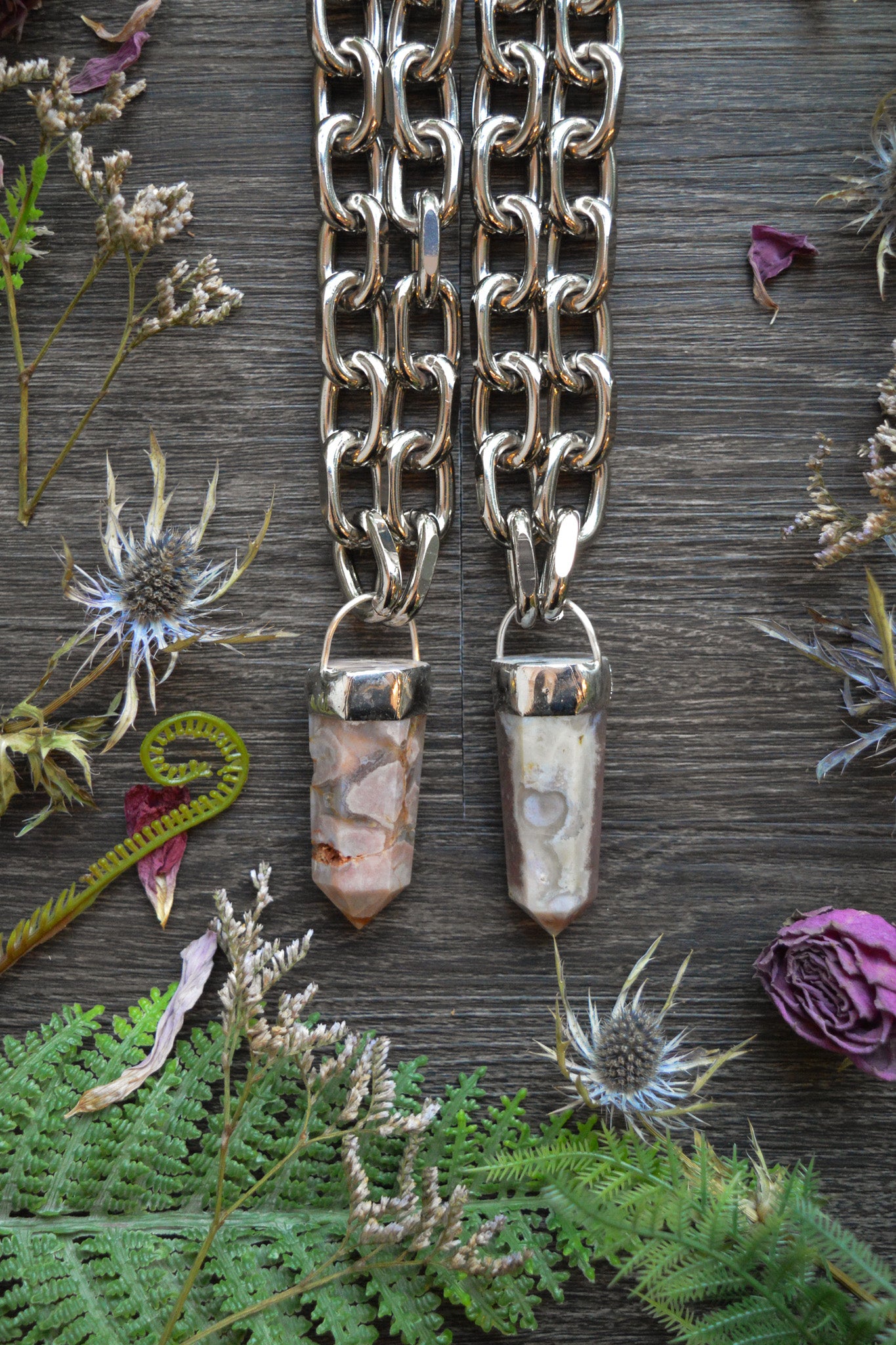 Flower Agate Chunky Chain Necklace