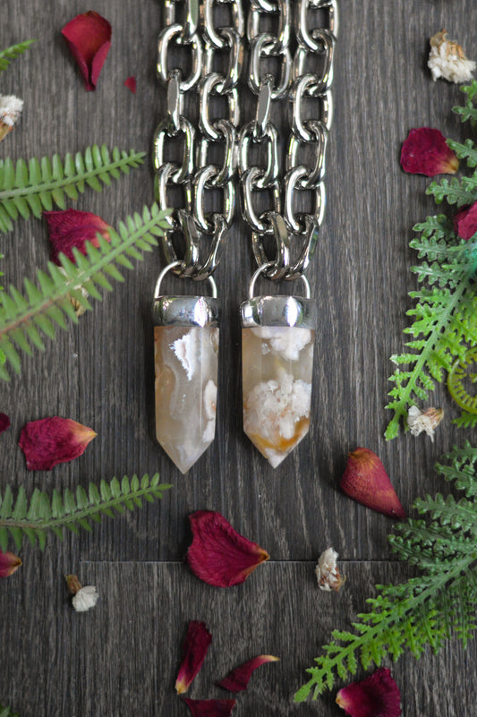 Flower Agate Chunky Chain Necklace