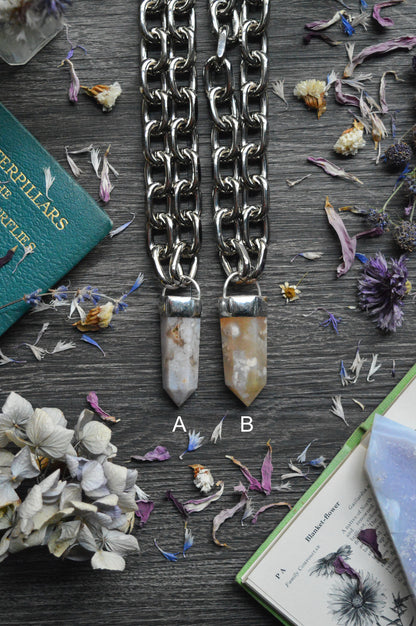 Flower Agate Chunky Chain Necklace