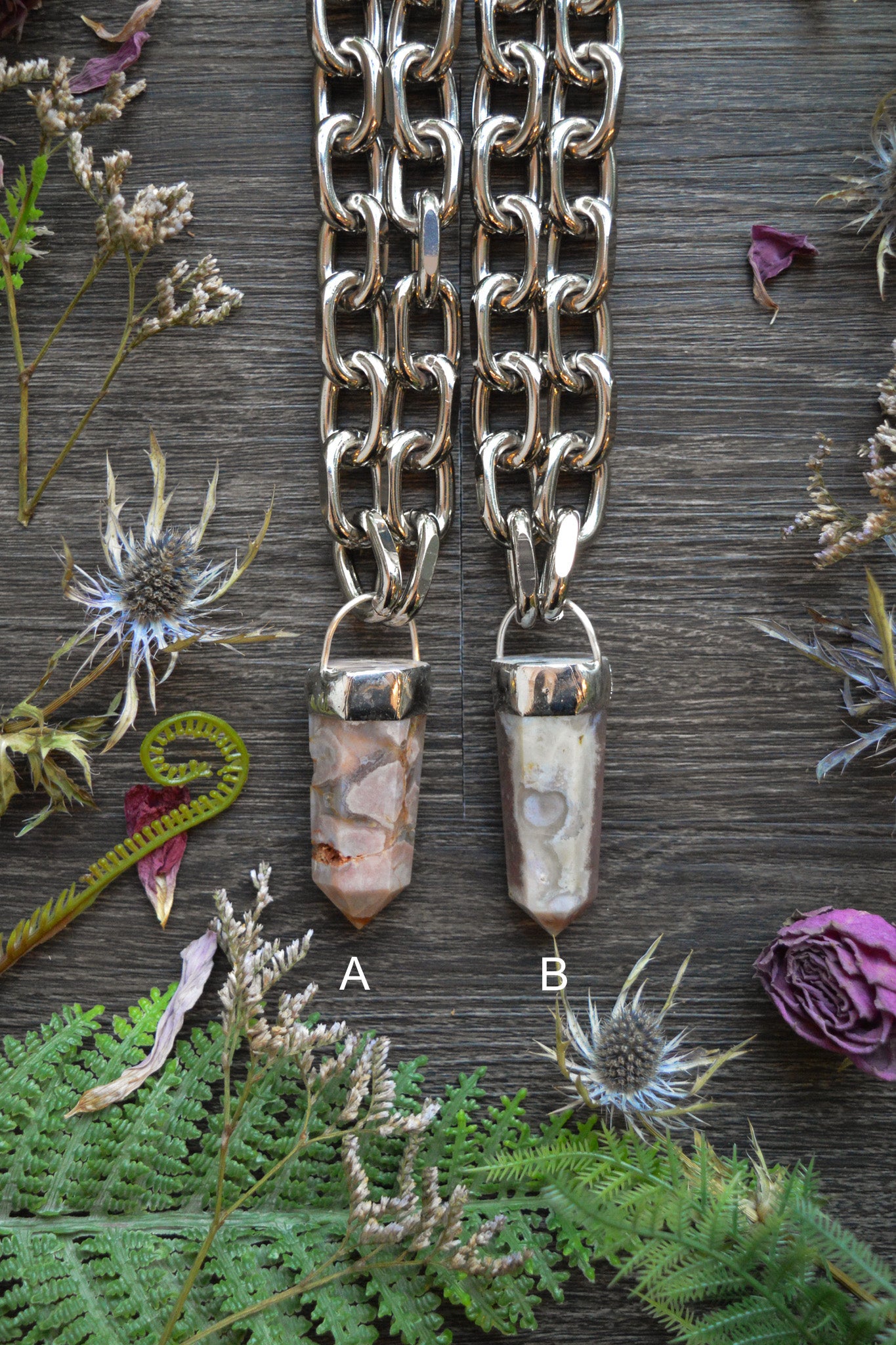 Flower Agate Chunky Chain Necklace