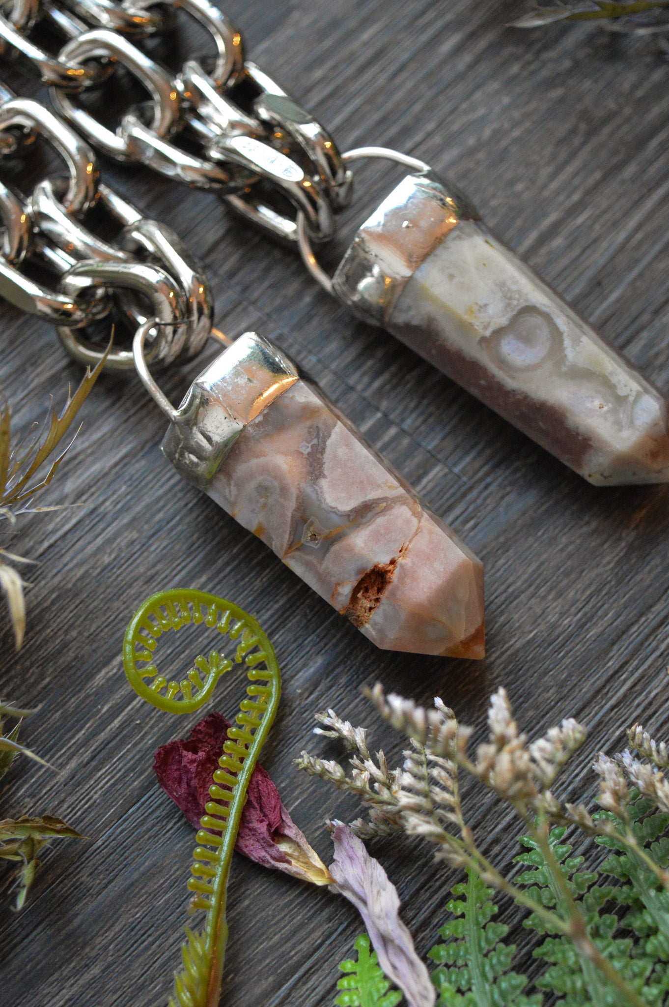 Flower Agate Chunky Chain Necklace